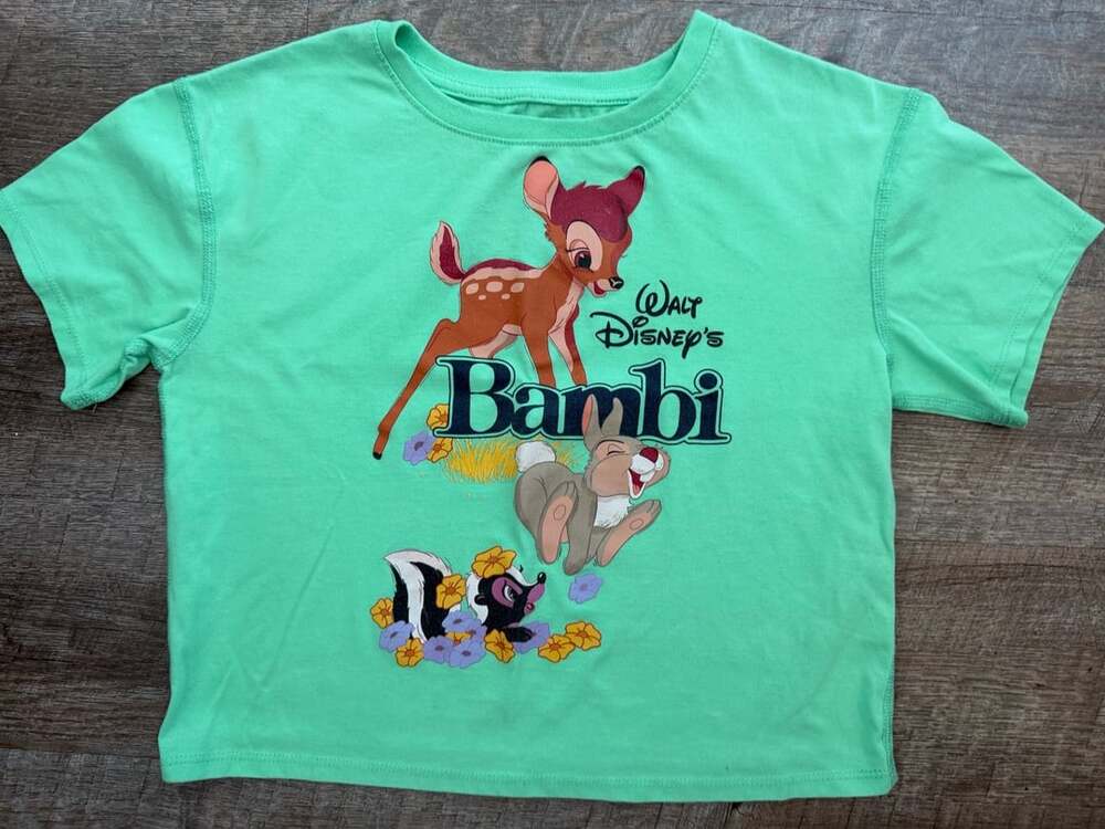 YOUTH Disney Bambi T-Shirt Size 10/12 Green Graphic Top
